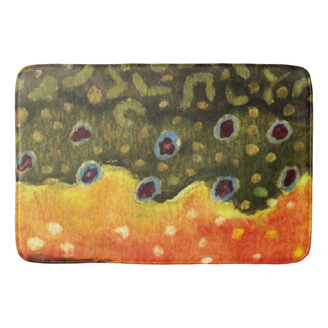 Brook Trout Fly Fishing Icthyology Angler's Bathroom Mat (Front)