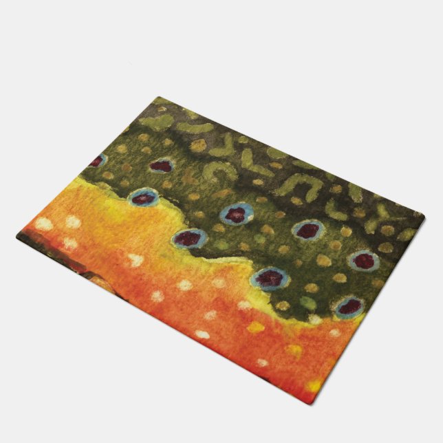 Brook Trout Fly Fishing Icthyology Angler's Doormat (Angled)