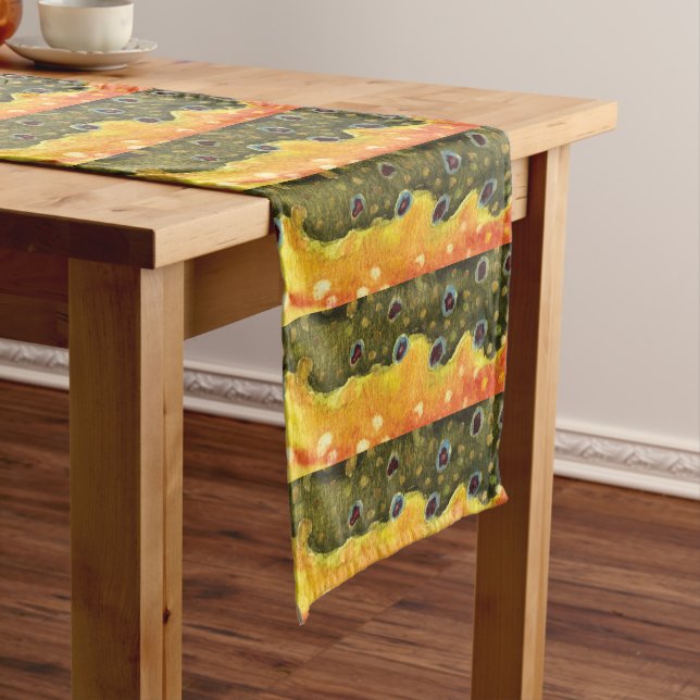 Brook Trout Fly Fishing Icthyology Angler's Short Table Runner (In Situ)