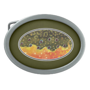 Brook Trout Fly Fishing Oval Belt Buckle