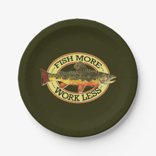 Brook Trout Fly Fishing Paper Plates