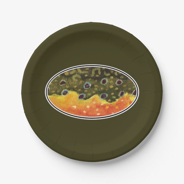 Brook Trout Fly Fishing Paper Plates (Front)
