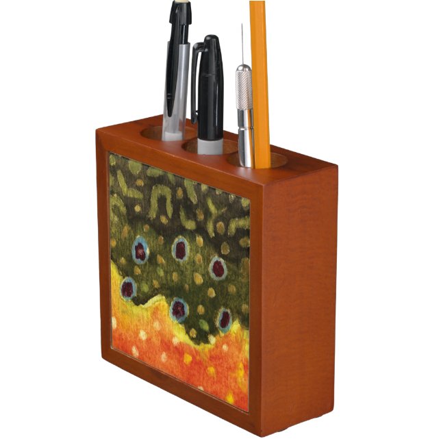 Brook Trout Fly Fishing Pencil/Pen Holder (In Situ)