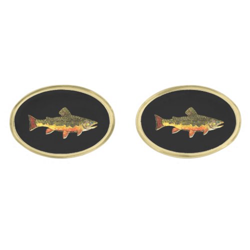 Brook Trout Gold Cufflinks