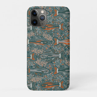 Brook Trout - Gray, Orange, on Turqoise - NH Fish iPhone 11 Pro Case