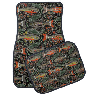 Brook Trout - Gray, Yellow, Orange Freshwater Fish Car Floor Mat