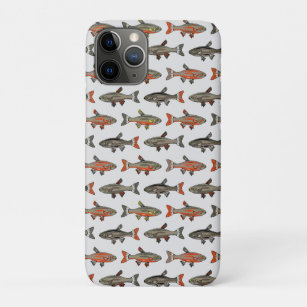 Brook Trout Gray Yellow Orange on Light Gray NH iPhone 11 Pro Case