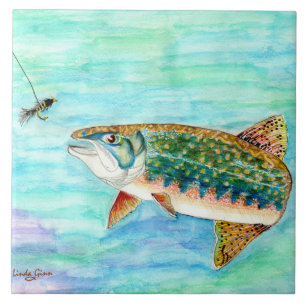 Brook Trout Large Ceramic Tile