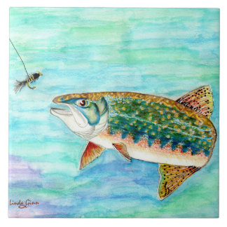 Brook Trout Large Ceramic Tile