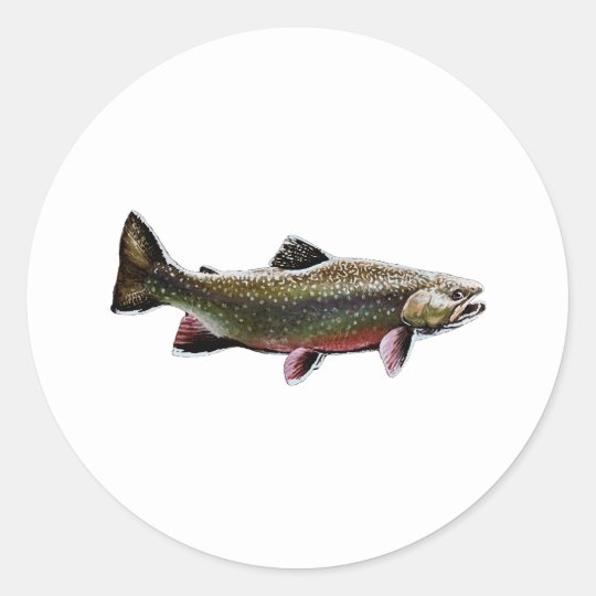 Brook Trout Logo (Swimming) Classic Round Sticker | Zazzle.com