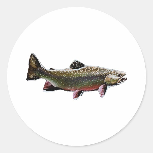 Brook Trout Logo (Swimming) Classic Round Sticker (Front)
