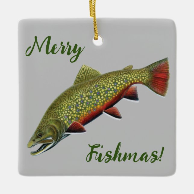 Brook Trout Merry Fishmas Ornament (Front)