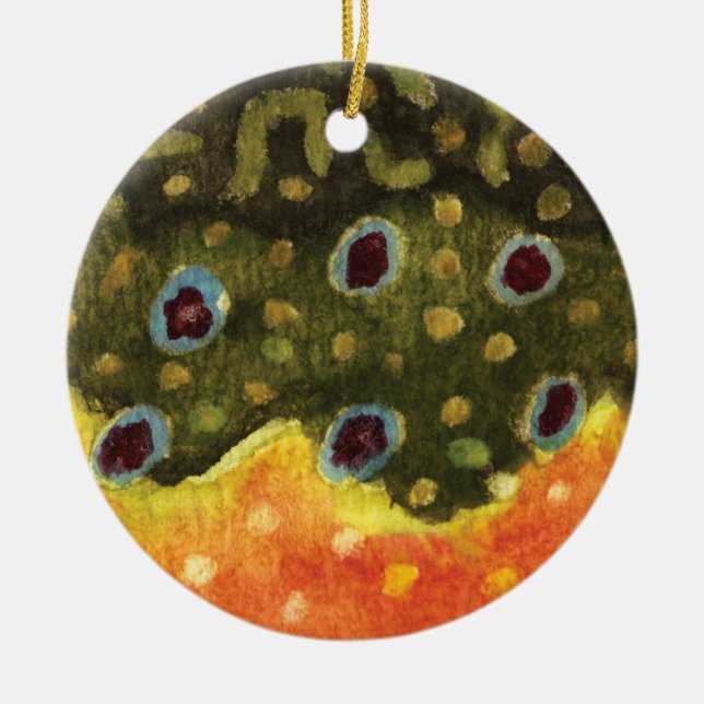 Brook Trout Skin Fly Fishing Ceramic Ornament (Front)