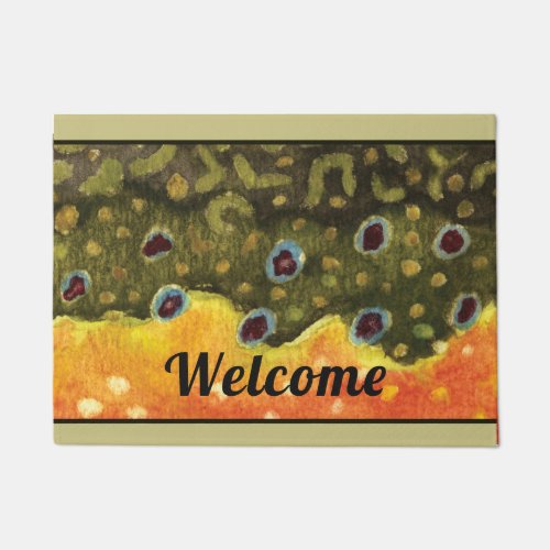 Brook Trout Skin Fly Fishing Painting Doormat
