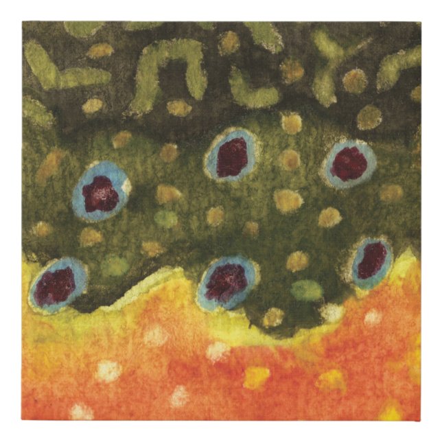 Brook Trout Skin Wall Hanging Faux Canvas Print (Front)