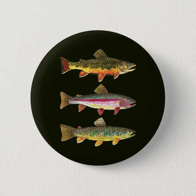Brook Trout Sport Fishing Pinback Button (Front)