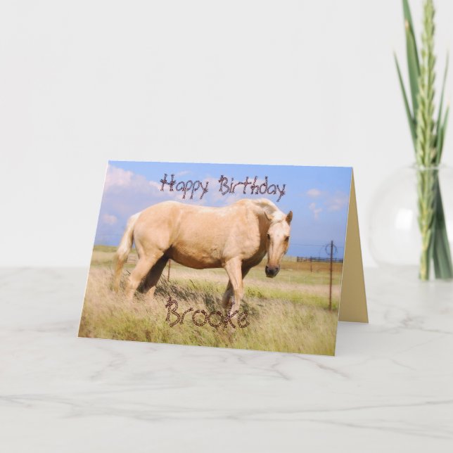 Brooke Happy Birthday Palomino Horse Card (Front)