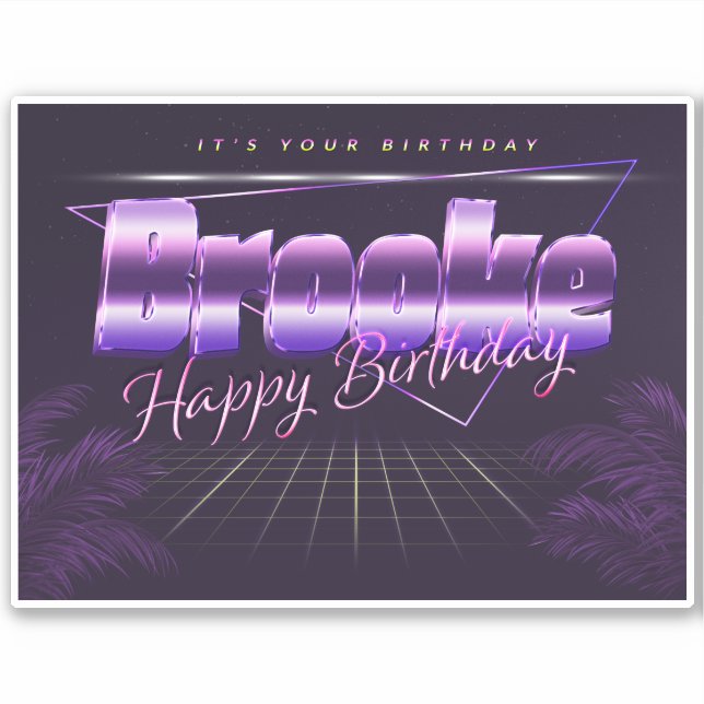 Brooke Name First name lila retro Sticker Birthday (Front)