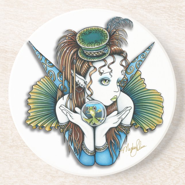"Brooke" Pet Fish Couture Fairy Sandstone Coaster (Front)