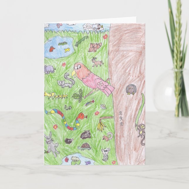 Brooke's world of animals greeting card (Front)