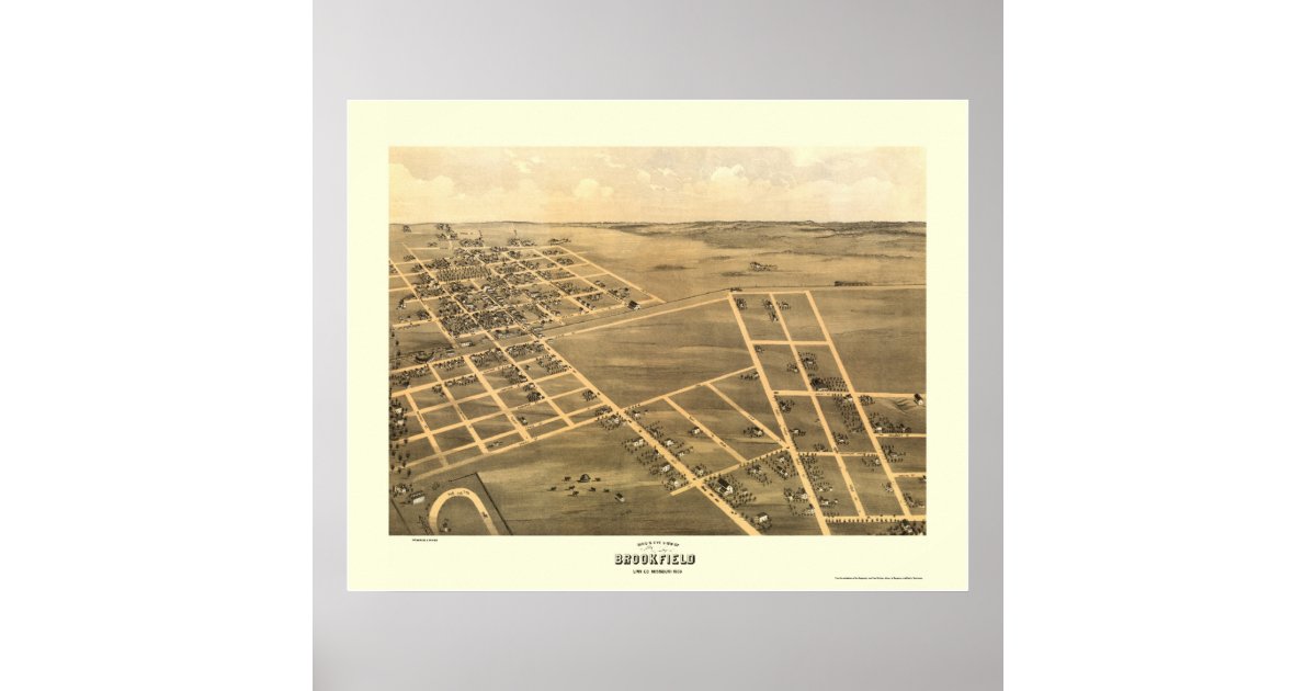 Brookfield, MO Panoramic Map 1869 Poster Zazzle