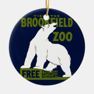 Brookfield Zoo, Federal Art Program Poster 1936 Ceramic Ornament