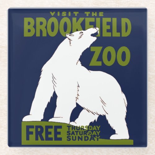 Brookfield Zoo Federal Art Program Poster 1936 Glass Coaster