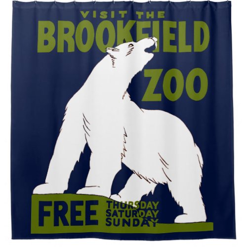 Brookfield Zoo Federal Art Program Poster 1936 Shower Curtain