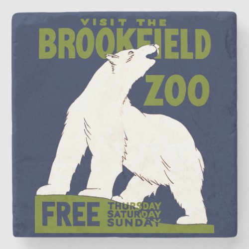 Brookfield Zoo Federal Art Program Poster 1936 Stone Coaster