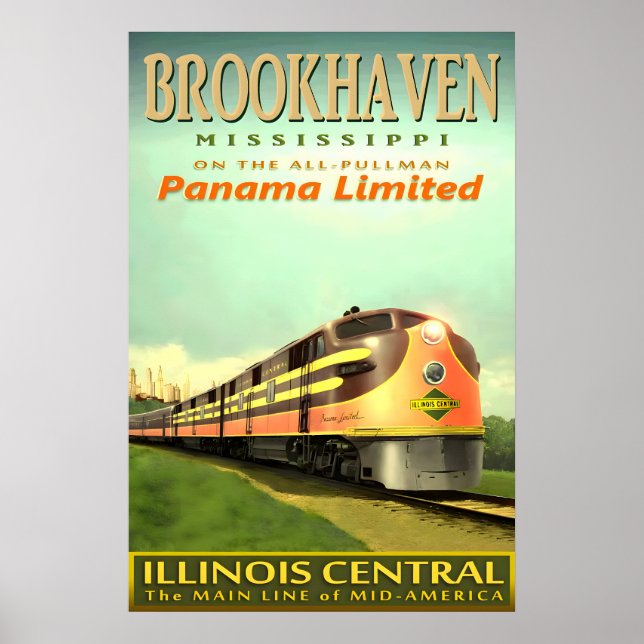 BROOKHAVEN Mississippi Illinois Central Railroad Poster (Front)