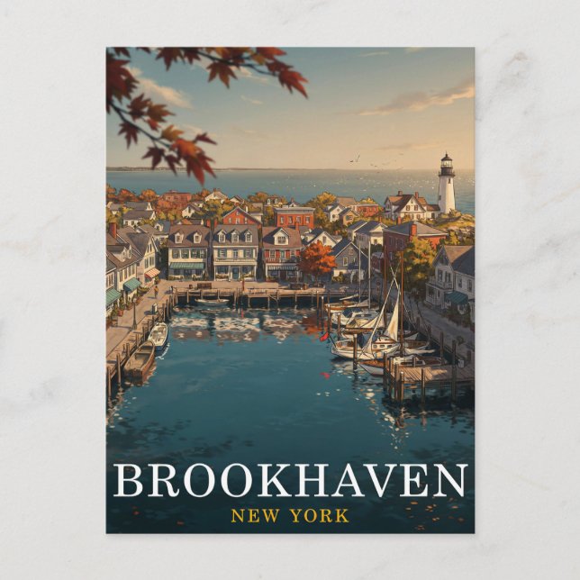 Brookhaven NY Harbor Travel Postcard (Front)