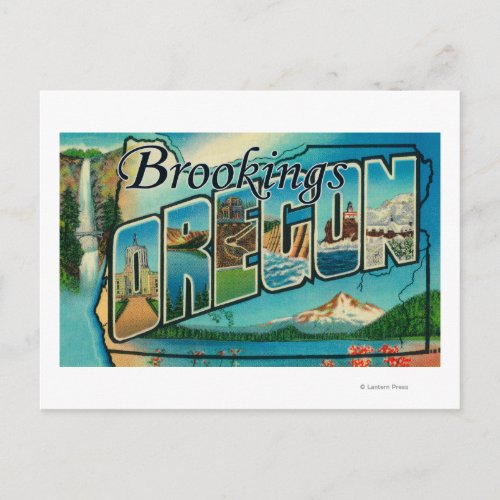 Brookings Oregon _ Large Letter Scenes Postcard