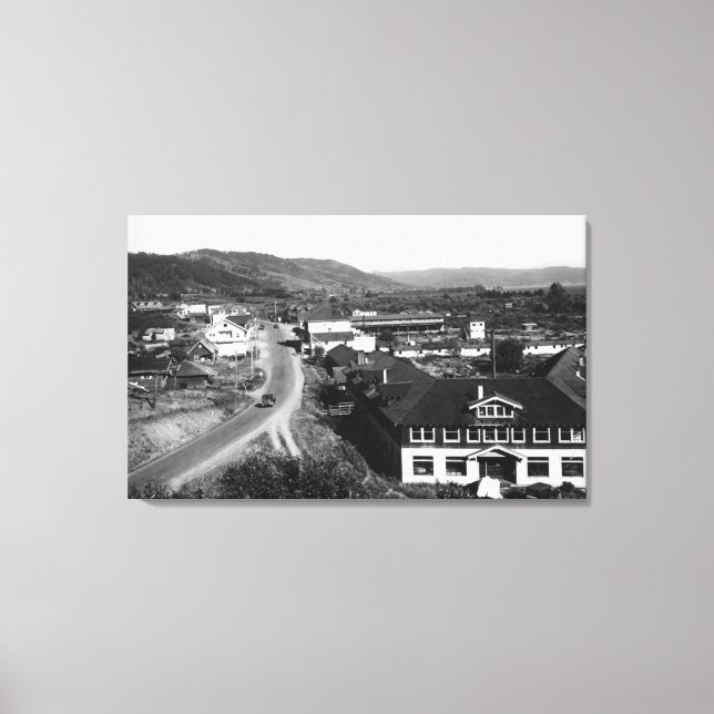 Brookings, Oregon Town View and Ocean Photograph Canvas Print (Front)