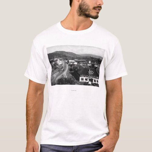 Brookings Oregon Town View and Ocean Photograph T_Shirt