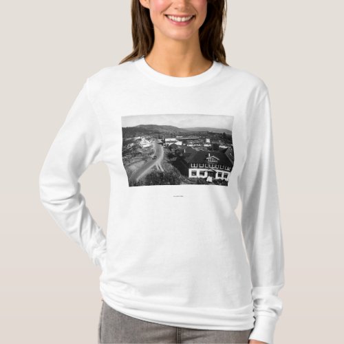 Brookings Oregon Town View and Ocean Photograph T_Shirt