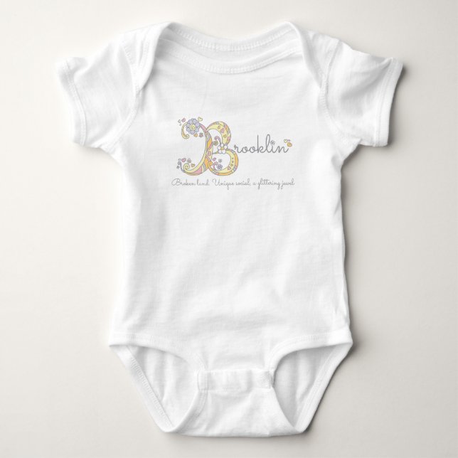 Brooklin girls name decorative custom meaning baby bodysuit (Front)
