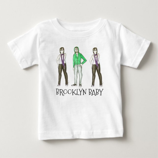 Brooklyn Baby NYC Williamsburg Hipster New York Baby T-Shirt (Front)