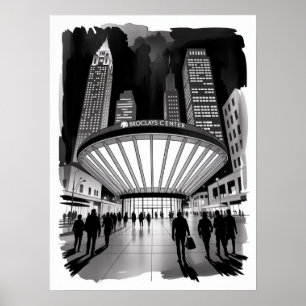 Brooklyn Barclays Center Night Crowd Poster