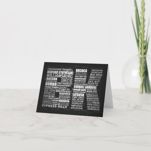 Brooklyn BK NYC Word Art Note Greeting Card