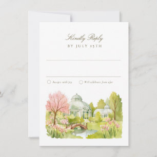 Brooklyn Botanic Garden Watercolor Wedding RSVP Invitation