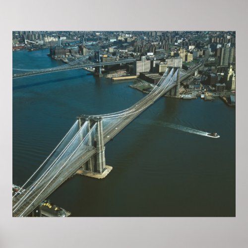 Brooklyn Bridge Aerial Photograph Poster