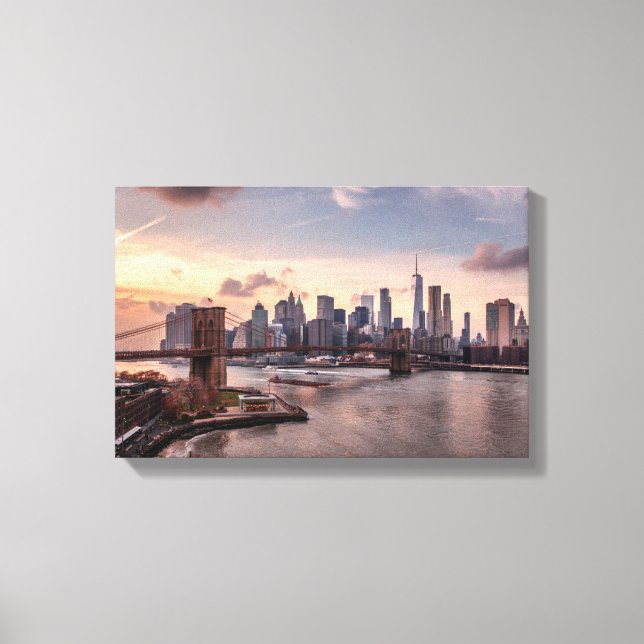 Brooklyn Bridge and Lower Manhattan Canvas Print (Front)