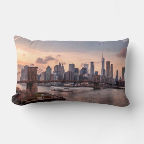 Brooklyn Bridge and Lower Manhattan Lumbar Pillow