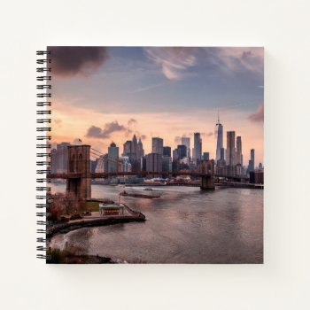 Brooklyn Bridge And Lower Manhattan Notebook by iconicnewyork at Zazzle