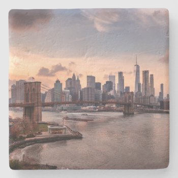Brooklyn Bridge And Lower Manhattan Stone Coaster by iconicnewyork at Zazzle