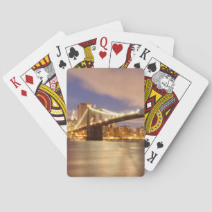 Brooklyn Bridge and Manhattan at Night. Poker Cards