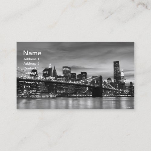 Brooklyn Bridge and Manhattan Skyline At Night Business Card