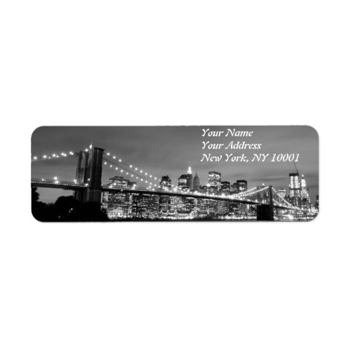 Brooklyn Bridge and Manhattan Skyline At Night Ne Label