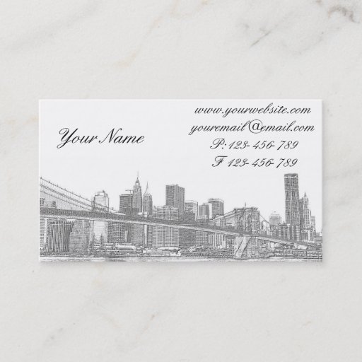 Customizable Brooklyn Bridge and Manhattan Skyline Business Cards