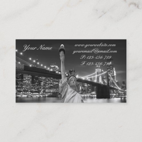 Brooklyn Bridge and The Statue of Liberty at Nigh Business Card Templates